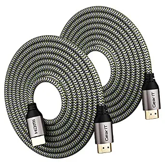 GearIT HDMI Cable (2-Pack / 6.6ft / 2m) High-Speed HDMI 2.0b, 4K 60hz, 3D, ARC, HDCP 2.2, HDR, 18Gbps - Nylon Braided Cord