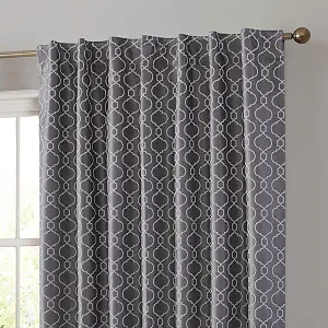 HLC.ME Franklin Moroccan 100% Complete Blackout Thermal Insulated Energy Savings Heat/Cold Blocking Back Tab Rod Pocket Curtain Drapery for Bedroom & Living Room, 2 Panels (52 W x 84 L, Grey)