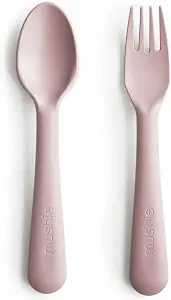 mushie Flatware Fork and Spoon Set for Kids | Made in Denmark (Blush)