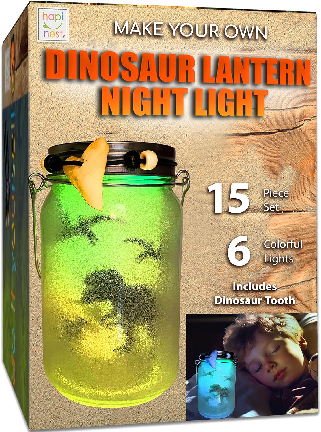 Hapinest DIY Dinosaur Toy Lantern Night Light Kit - Arts and Crafts Gift for Boys or Girls Ages 6 7 8 9 10 Years Old and Up