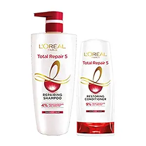 L'Oréal Paris Shampoo & Conditioner, For Damaged and Weak Hair, With Pro-Keratin + Ceramide, Total Repair 5, Bundle Pack, 704ml + 192.5ml