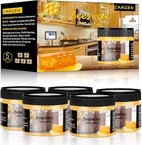 CARGEN Beeswax Furniture Polish, Wood Seasoning Beeswax for Furniture Wood Wax for Dining Table Floor Doors Chairs Cabinets to Protect and Care 5pcs Beeswax Polish and 4pcs Sponges.