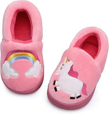 JIASUQI Kids Indoor Plush Winter Warm House Slippers Bedroom Slippers Shoes for Toddler Girls Boys