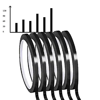 YTFGGY Whiteboard Pinstripe Tape 6 Rolls 1/8" Thin White Board Dry Erase Line Gridding Tape (Black)