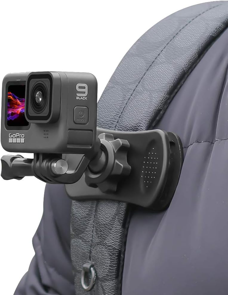 Backpack Strap Mount Quick Clip Mount, 360 Degree Rotation Backpack Clamp Mount Compatible with Gopro Hero 12/11/10/9/8 Black, Session, DJI Osmo Action 4/3 and Most Action Cameras (BC-2)