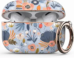 wenew Protective Case Cover Designed for Apple Airpods Pro 2019, Cute Fadeless Patterns Shockproof Hard Case Cover with Portable Keychain for Girls Women Men (Blue)