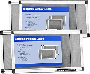 Yoochee Expandable Window Screen, 2 Pack Adjustable Window Screen (10" H x 19" - 36" W) - Small Replacement Window Screens with Frame, Durable Replacement Screen for Window