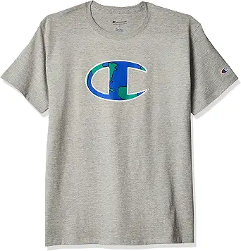Champion Men's T-Shirt, Crewneck Cotton Tee,Mid-Weight T-Shirt,Earth Logos (Reg. or Big & Tall)