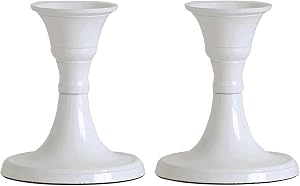 Rely+ White Candle Holder Set of 2 - Decorative Taper Candles for Candlesticks - Candle Stick Candle Holder -Candlestick Holders for Taper Candles - Modern Candle Holders for Dinner, Party