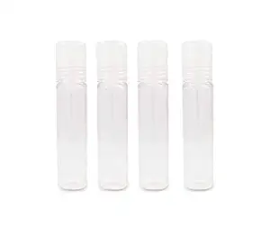 Hunky Dory 10ml Transparent Plastic Unbreakable Bottles Empty Refillable Essential Oil Roll-on Bottles Cosmetic Sample Storage Container Vial with Roller Ball for Essential Oil,Perfume (Pack of 3)