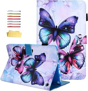 UUcovers Case for All-New Fire HD 10 & HD 10 Plus 10.1" Tablet (Only Compatible with 11th Generation, 2021 Release) PU Leather Folio Stand Cover with Pencil Holder Auto Wake/Sleep, Rainbow Butterfly