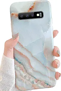 J.west Galaxy S10 Plus Case 6.4-inch, Grey Marble Print Pattern Design Cute Graphics Stone Slim Protective Sturdy Phone Cases for Women Girls Soft TPU Silicone Cover Shockproof Case (Agate Slice)