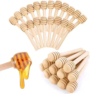 HANSGO 20PCS Honeycomb Sticks, 3 Inch Wooden Honey Dipper Mini Honey Dipper Sticks Honey Wand for Honey Jar Dispense Drizzle Honey Wedding Party Favors