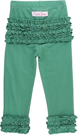 RuffleButts® Baby/Toddler Girls Soft Knit Ankle Length Ruffle Leggings