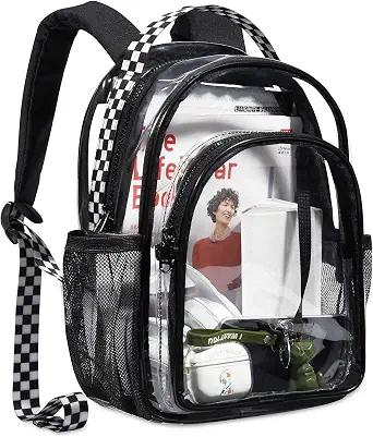 LIGHT FLIGHT Clear Backpack with Reinforced Padded Straps Heavy Duty PVC Transparent Backpack See Through Bookbags