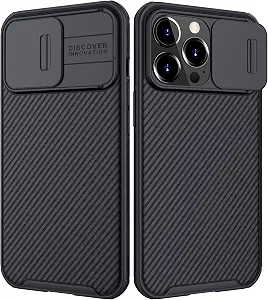 CloudValley Designed for iPhone 13 Pro Case with Slide Camera Cover, Shockproof Soft Rubber Bumper & Hard Back Protective Case for iPhone 13 Pro 6.1 inch (2021)-Black