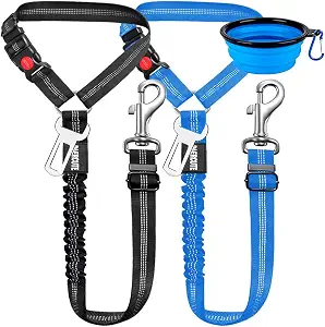 3 Piece Set Dog Seat Belt Retractable Dog Car Seatbelts Adjustable Pet Seat Belt for Vehicle Headrest Restraint Adjustable Heavy Duty & Elastic & Durable Car Harness for Dogs
