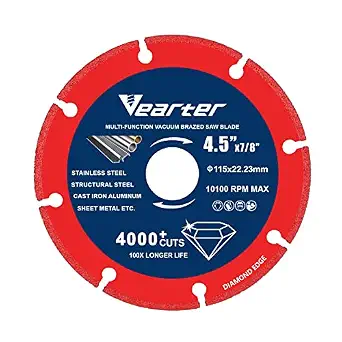 Vearter Cut Off Wheels 4-1/2 Inch - Diamond Metal Cutting Disc for Angle Grinder,Suitable for Stainless Steel, Cast Iron, Aluminum, Brass, Metal Cutting, can Cut More Than 4000 Times