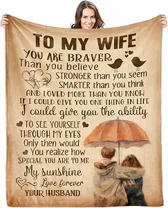 Kitdacnin Mothers Day for Wife Gifts from Husband, Anniversary Romantic Gifts for Women, Wife Birthday Gift Ideas, Christmas Valentine's Gifts for Wife, Wife Blanket
