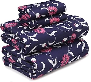 RUVANTI Full Size Sheets - Silky Soft Full Size Sheet Sets - 4 Pieces Luxury Breathable Sheets - All Seasons Cozy & Comfy 15 Inch Deep Pocket Snug Fit Hotel Bed Sheets - Floral Pink & White