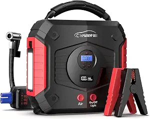 Jump Starter with Air Compressor, YABER 150PSI 3000A 24800mAh Car Battery Starter (All Gas/8.0L Diesel) Portable Digital Tire Inflator, 12V Battery Booster Pack with Fast Charger 3.0, DC Out, Red