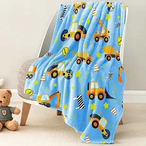 Construction Blanket Kids Throw Blanket, Fleece Toddler Blanket for Boys Girls, Cute Design Cars Trucks Blanket for Boys, Soft Cozy Warm Kids Blanket for Boys 50"X60"