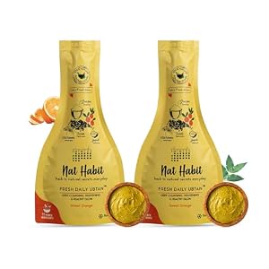 Nat Habit Fresh Sweet Orange Ubtan & Face Pack For Glowing Radiance, Tan & Deep Cleansing, Suitable For All Skin Types, Remove Blackhead & Whitehead (40g x Pack of 2)