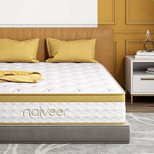 Naiveer Cool Gel Memory Foam Hybrid Mattress, 10 Inch Twin Size Mattress in A Box with Pocket Springs for Cool Sleep & Pressure Relief, Medium Firm Feeling with CertiPUR-US Certified Foam