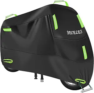Motorcycle Covers Waterproof Outdoor Storage, 300D Oxford Heavy Duty Motorbike Cover, Motorcycle Rain Cover, Motorcycle Weather Cover XXL, Winter Motorcycle Cover (XXL: 90" * 35" * 50")
