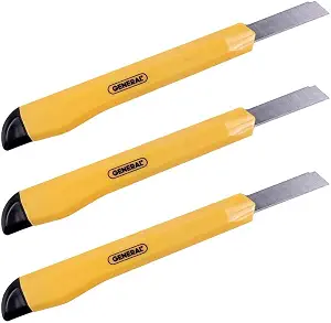 General Tools 3-Pack Retractable Utility Knife WS-1201, Snap-Off Blade, Lightweight Box Cutter, 9mm, Yellow , Grey