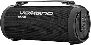 Volkano Wireless Bluetooth Speaker - Portable Speaker, Boom Box Small Bluetooth Speakers for Outdoor, 12W True Wireless Sound FM Radio/SD Card Reader/USB Input/AUX, 3-Inch Driver - Black, Mamba Series