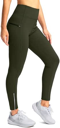 SANTINY Women's Fleece Lined Winter Leggings Water Resistant High Waisted Thermal Hiking Running Warm Pants Women Pockets