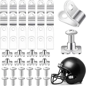 Football Helmet Repair Kit Football Helmet Hardware Kit R Shape Football Visor Clips Screws Nuts with Rubber Gaskets for Youth Hockey Baseball Sports