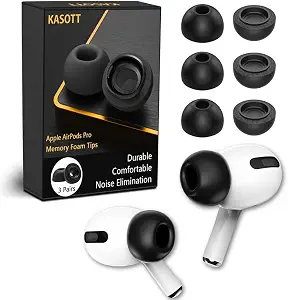 KASOTT Replacement Airpod Pro Ear Tip Premium Memory Foam Earbud Tips, Perfect Noise Reduction, Ultra-Comfort, Anti-Slip Eartips, Fit in The Charging Case (Sizes M, 3 Pairs)