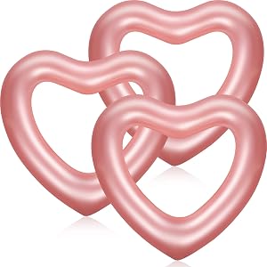 3 Pcs Inflatable Heart Pool Float 47.3 x 39.4 Inch Swim Heart Shaped Pool Rings for Adults Teens Water Fun Heart Floatie Summer Swimming Tube for Pool Beach Bachelorette Party