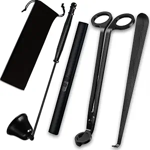 KOAKOMI 4IN1 Candle Accessory Set, Rechargeable Candle Lighter, Candle Wick Trimmer Cutter, Candle Snuffer & Candle Wick Dipper for Candle Lover Aromatherapy Gift, Stainless Steel Candle Care Kit