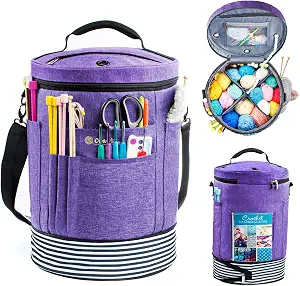 Expandable Crochet Bag-Knitting Bag Yarn Storage Organizer - Yarn Bag and Crochet Tote, Yarn Holder for Crocheting, Crochet Accessories, Suppliers, Needles with Zipper Closure-Ideal Gift