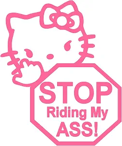 Hello Kitty, Stop Riding,Pink, Vinyl Decal,Sticker for Cars,Windows,Laptops and More