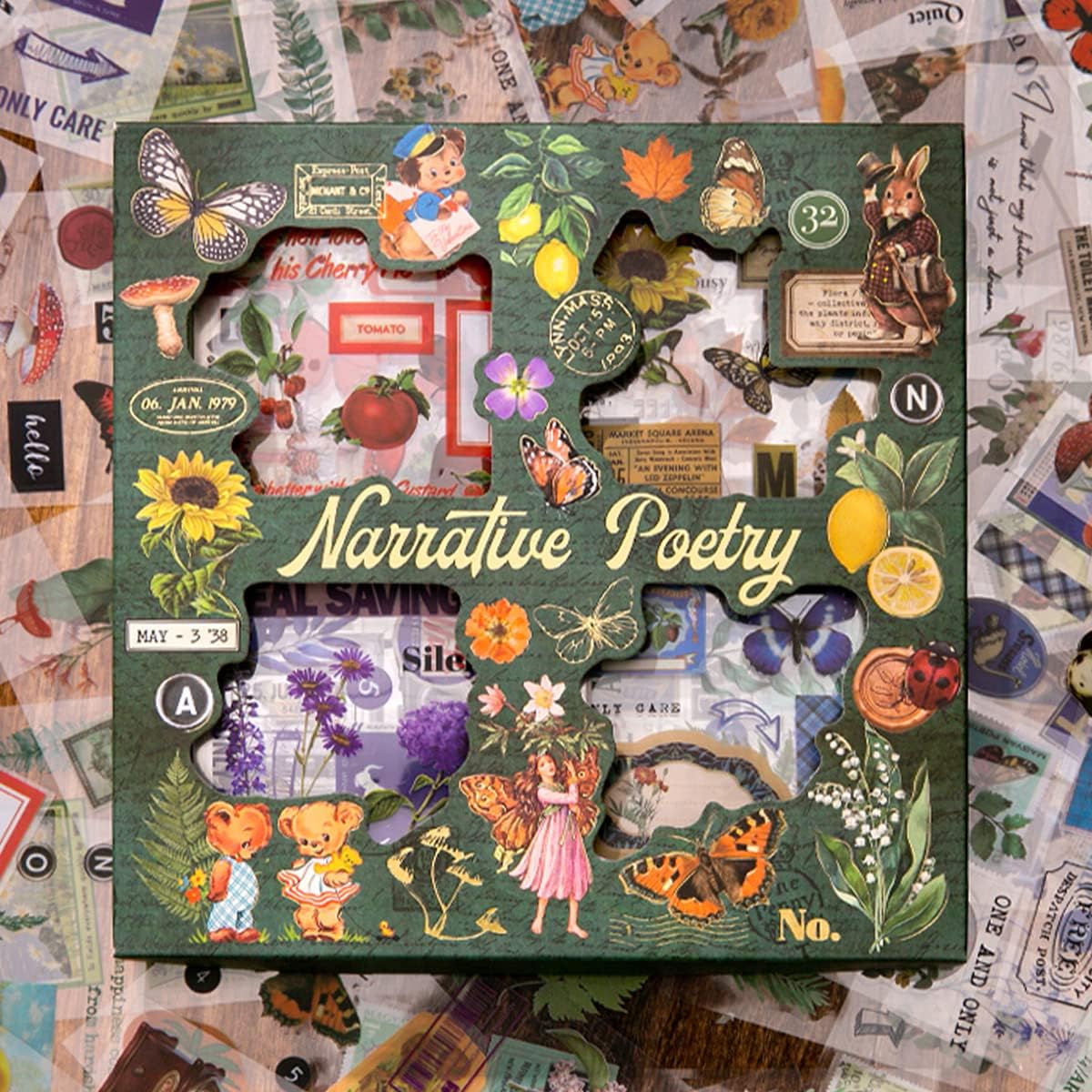 640Pcs Vintage Nature Stickers for Junk Journal Supplies, Retro Flower Butterfly Plant Mushroom Decorative Stickers for Scrapbook, DIY Crafts Album Phone Cases Laptops Notebook (Poetry of Fabrics)