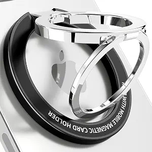 SaiMeun Magnetic Phone Ring Stand for MagSafe，Metal Adjustable Dual Ring Magnetic Phone Grip Holder,Compatible with iPhone 12/13/14 Series.（Black