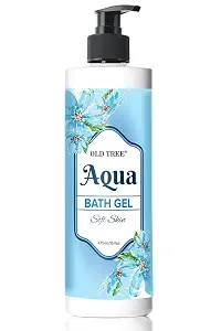Old Tree Aqua Bath Gel 475 Ml | A Refreshing Body Wash for Women and Men | Enriched with Aloevera Extract, Neem Oil, Basil Oil, Rose Oil, and Glycerin | Shower Gel (Pack of 1)