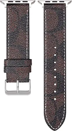Designer Watch Band Compatible with Apple Watch Band 44mm 38mm 40mm 41mm 42mm 45mm for Women Men, Luxury Top Leather Band Strap Classic Band Buckle for iWatch Series SE 7/6/5/4/3/2/1