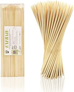 ENFBAH 200 PCS, Φ=4mm Natural Bamboo Skewers: Perfect for Chocolate Fountains, Barbecues, Appetizers, Grilling, Kabobs, Fruit, Kitchen, Crafting, and Parties - Multiple Sizes (12 inches)