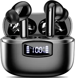 Wireless Earbuds,Bluetooth 5.3 Headphones Build in Noise Cancelling, Bluetooth Earbuds With LED Power Display, Hi-Fi Stereo, Touch Control, Waterproof/Sweatproof Wireless Headphones for iOS/Android