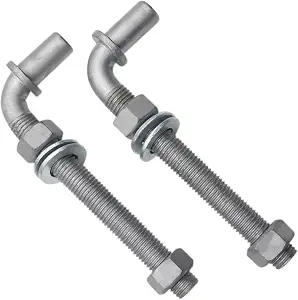 2PCS Qlvily 8" J-Bolt Post Hinge, 5/8" Male Pin J-Bolt Hinge, Nuts Included