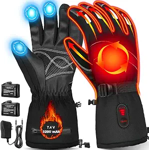 Heated Gloves for Men Women,Rechargeable Heated Gloves 7.4V 3200mAh Electric Motorcycle Heated Gloves,Camping Hand Warmers Warm Touchscreen Glove for Outdoor Cycling Skiing Hiking Working Sport