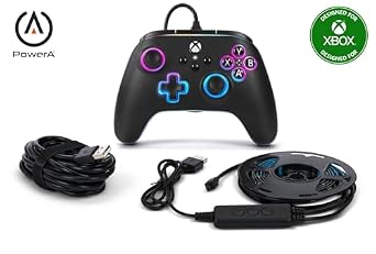 PowerA Advantage Wired Controller for Xbox Series X|S with Lumectra + RGB LED Strip - Black, gamepad, wired video game controller, gaming controller, works with Xbox One and Windows 10/11, Officially Licensed for Xbox