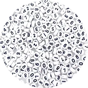 500Pcs Round White 4x7mm Acrylic Number Beads Bulk for Bracelets Jewelry Making Necklace Keychain Sunglasses DIY