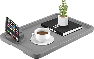 Bamboo Serving Tray,360°Rotating Phone Stand, Coffee Table Tray for Eating Storing Working,Decor for Living Room Countertop