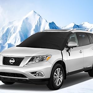for Toyota Highlander Windshield Snow Cover, Large Windshield Snow Ice Cover for Venza Highlander Nissan Murano Xterra 2022 2023 SUV, 600D Oxford Fabric Frost Guard Protector Winter Car Accessories